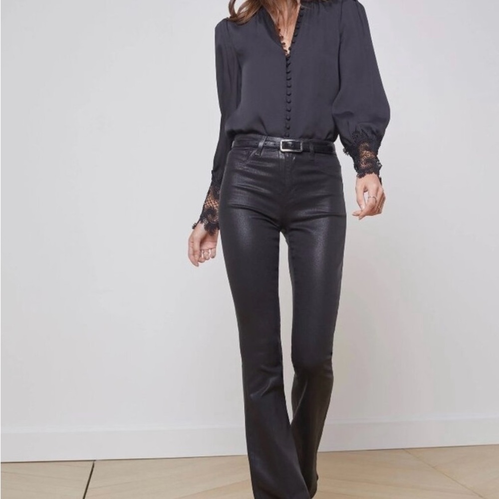 L’Agence Marty Ultra High Rise Coated Jeans- Noir color-Size 28
